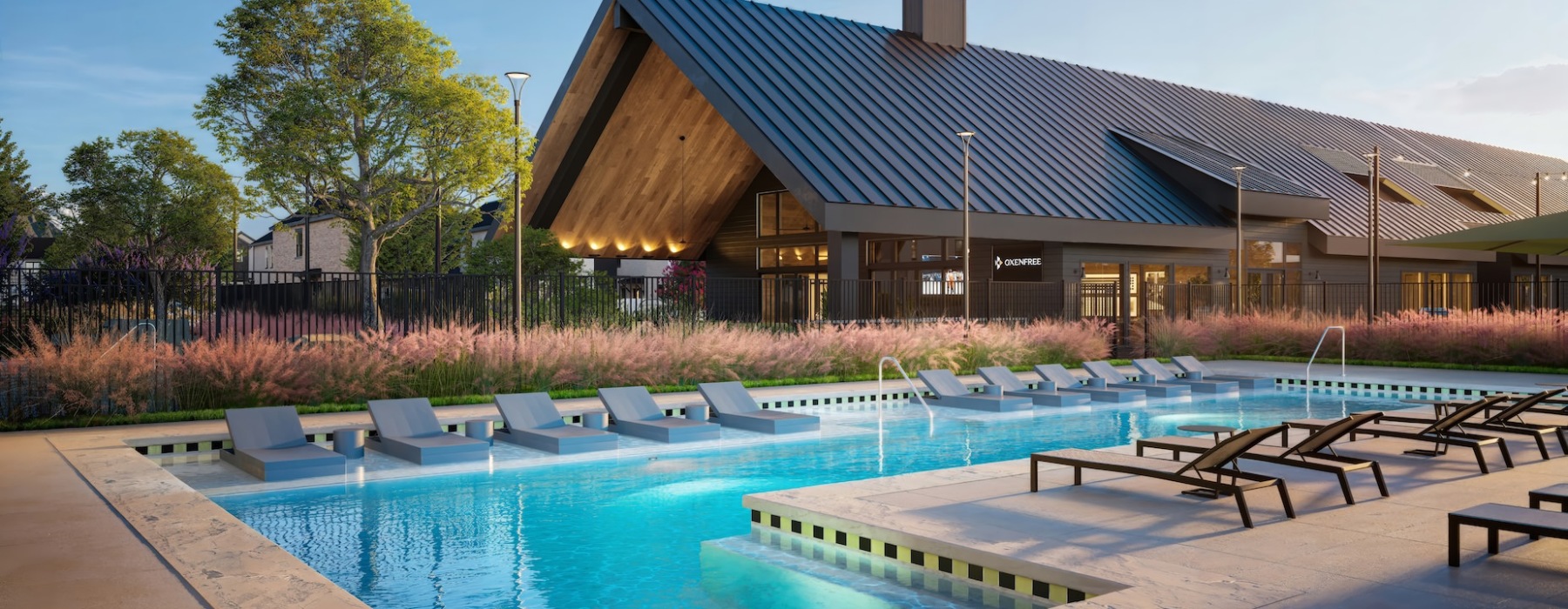 Heated resort pool in Princeton, Texas.