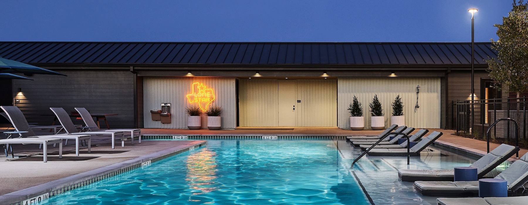 Heated resort pool in Princeton, Texas.